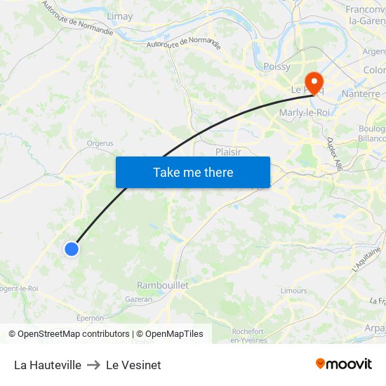 La Hauteville to Le Vesinet map