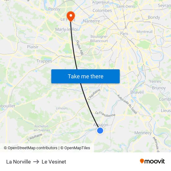 La Norville to Le Vesinet map
