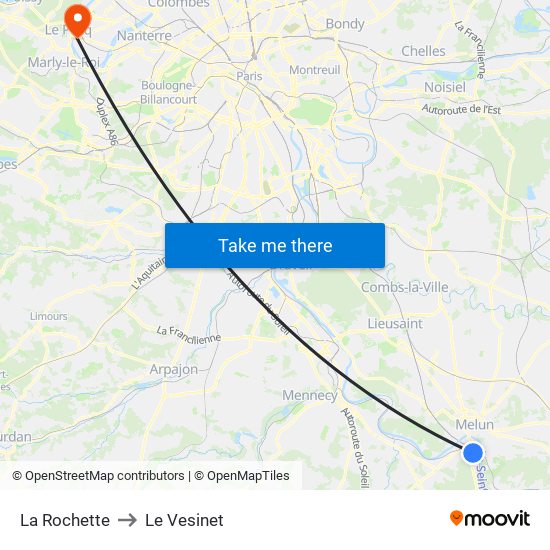 La Rochette to Le Vesinet map