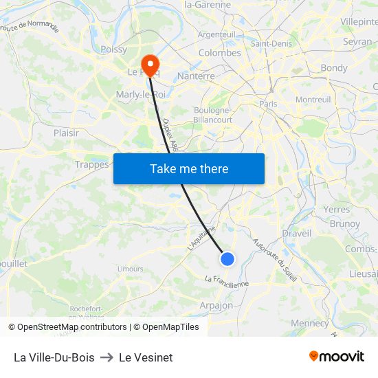 La Ville-Du-Bois to Le Vesinet map