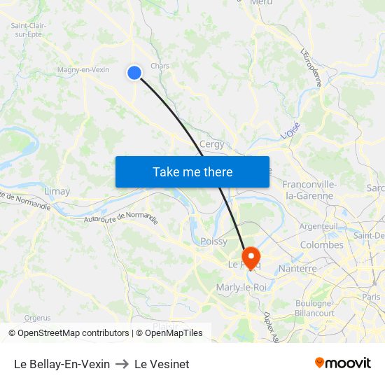 Le Bellay-En-Vexin to Le Vesinet map