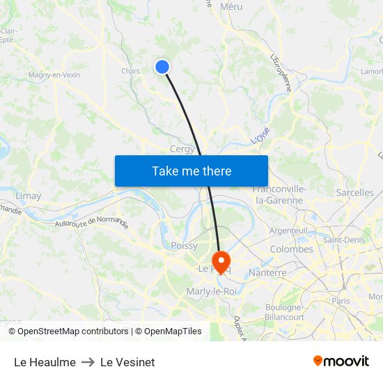 Le Heaulme to Le Vesinet map