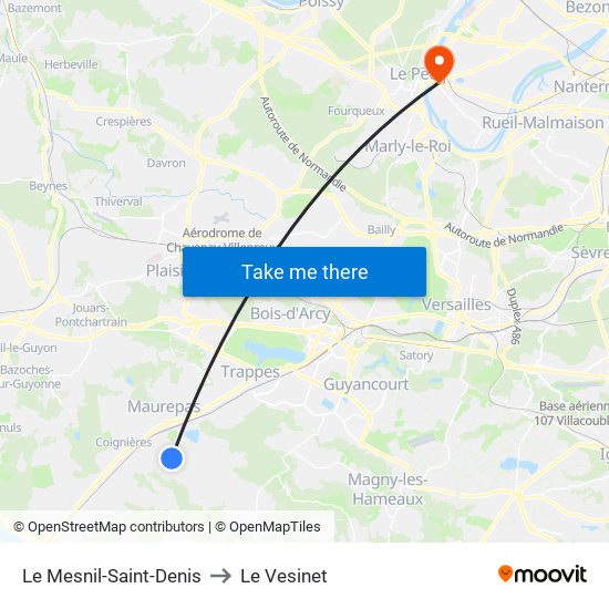 Le Mesnil-Saint-Denis to Le Vesinet map