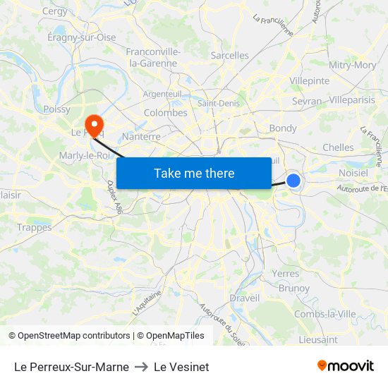 Le Perreux-Sur-Marne to Le Vesinet map