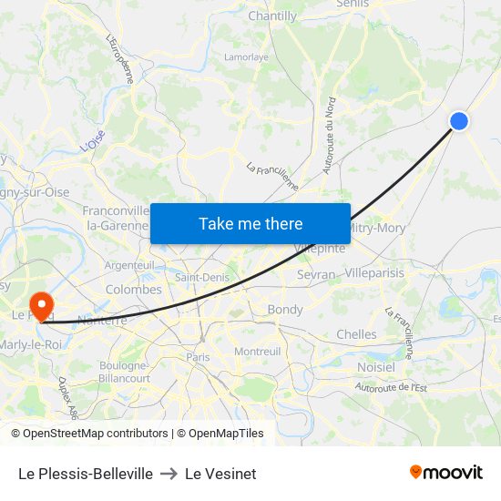 Le Plessis-Belleville to Le Vesinet map