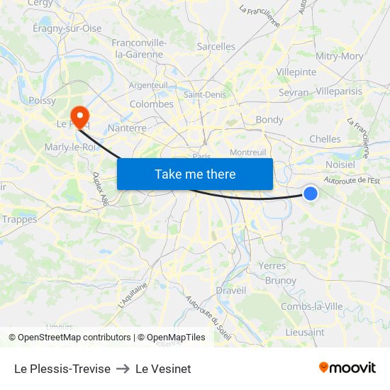 Le Plessis-Trevise to Le Vesinet map