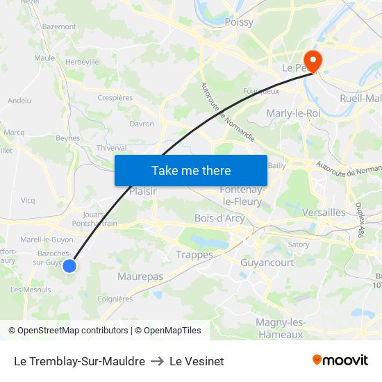 Le Tremblay-Sur-Mauldre to Le Vesinet map