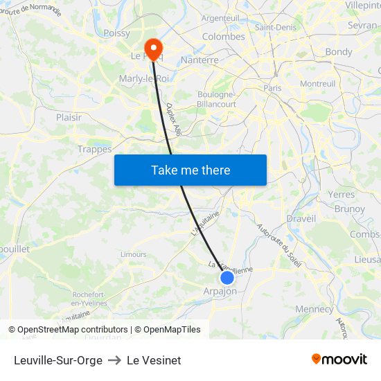 Leuville-Sur-Orge to Le Vesinet map