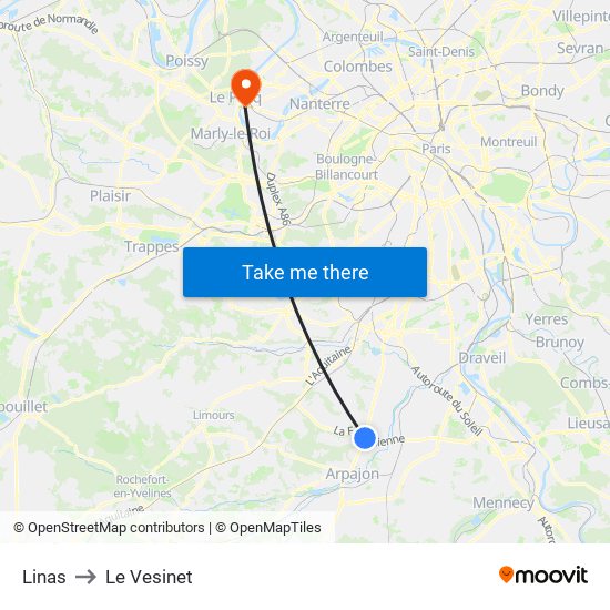 Linas to Le Vesinet map