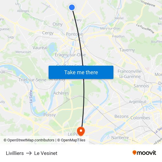 Livilliers to Le Vesinet map