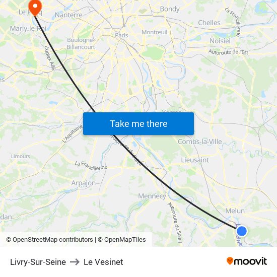 Livry-Sur-Seine to Le Vesinet map