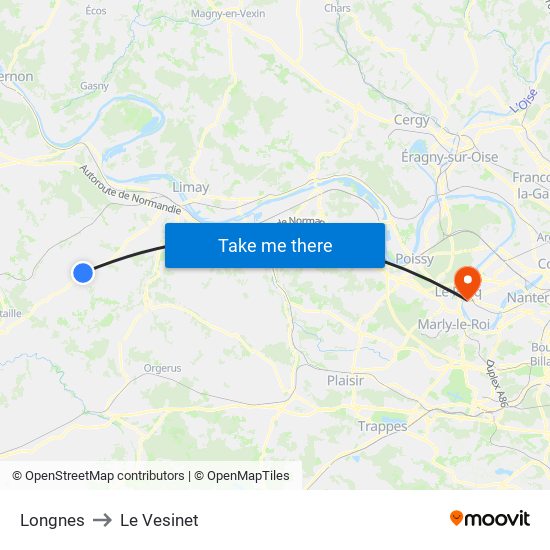 Longnes to Le Vesinet map