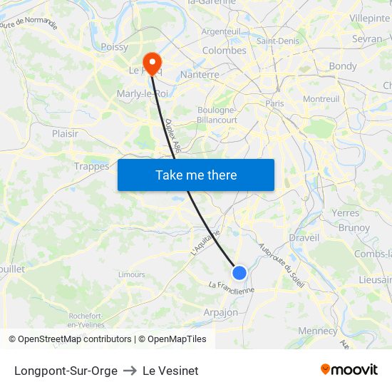 Longpont-Sur-Orge to Le Vesinet map