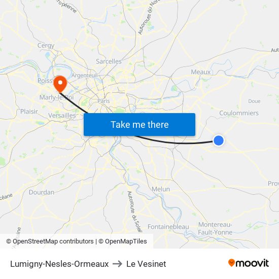 Lumigny-Nesles-Ormeaux to Le Vesinet map