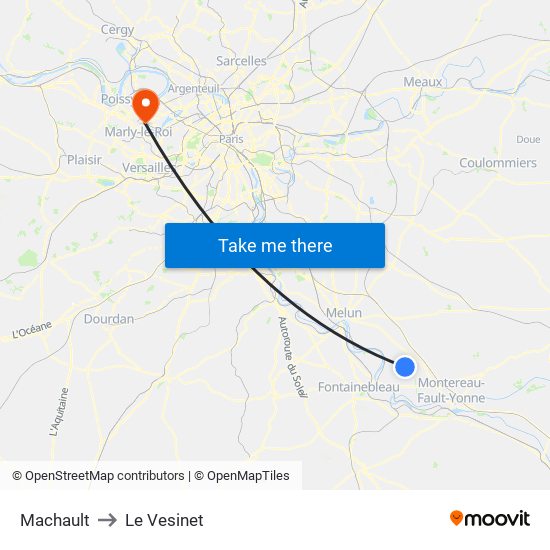Machault to Le Vesinet map