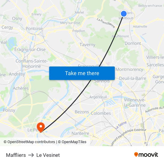 Maffliers to Le Vesinet map