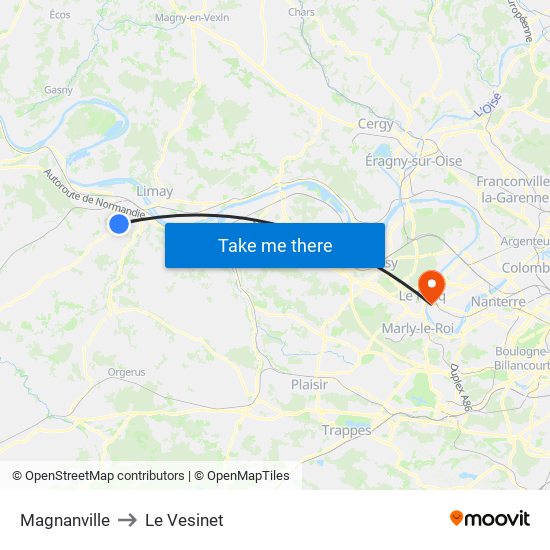 Magnanville to Le Vesinet map