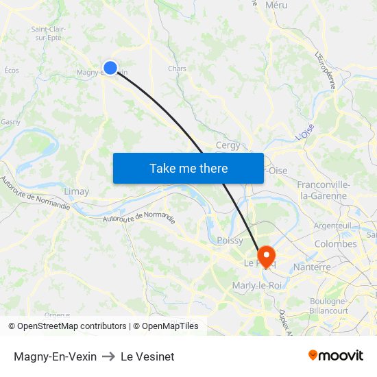 Magny-En-Vexin to Le Vesinet map