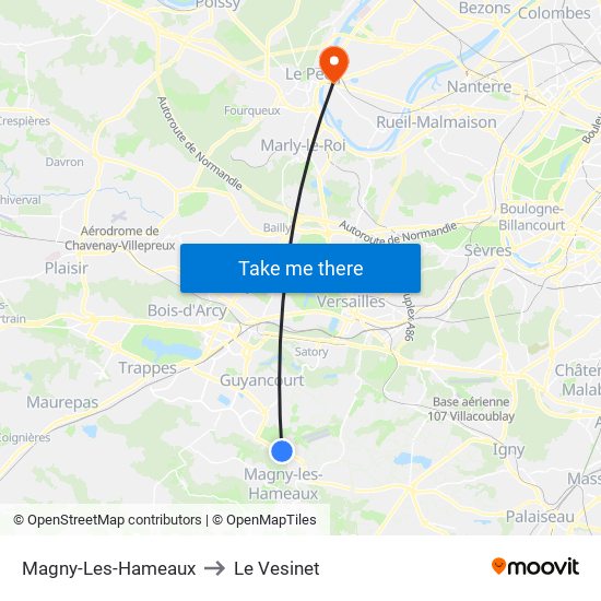 Magny-Les-Hameaux to Le Vesinet map