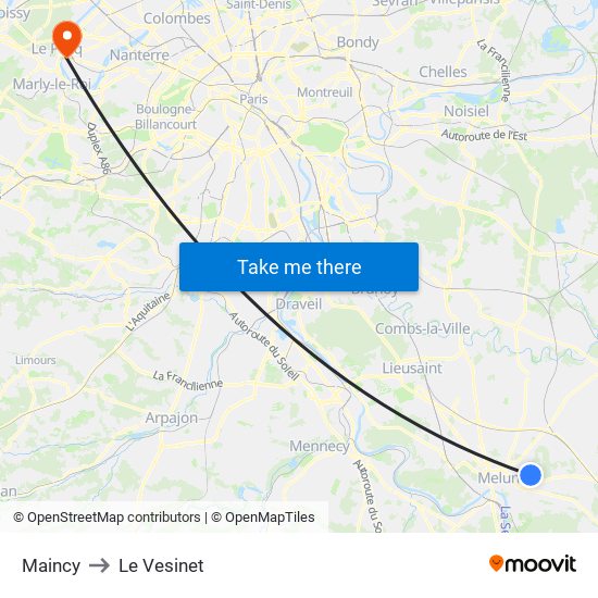 Maincy to Le Vesinet map