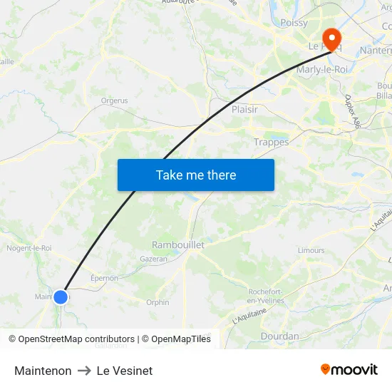 Maintenon to Le Vesinet map