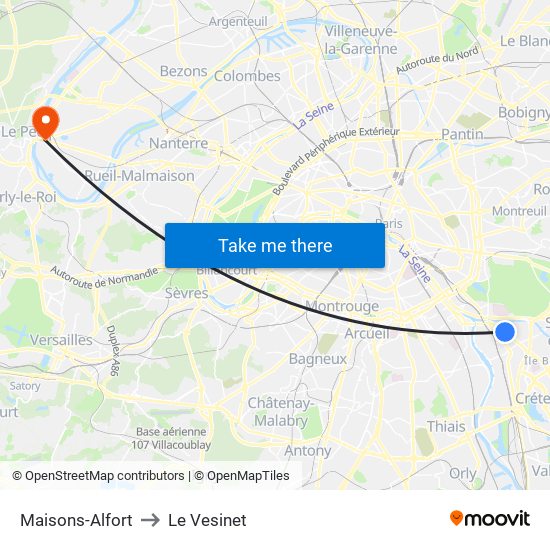 Maisons-Alfort to Le Vesinet map