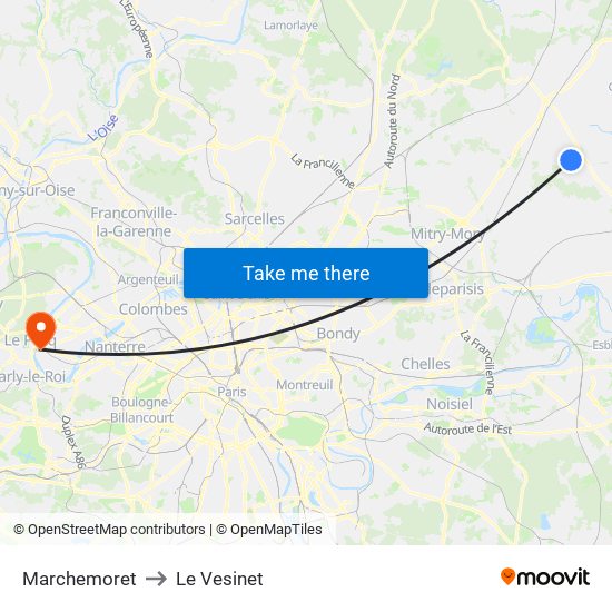 Marchemoret to Le Vesinet map