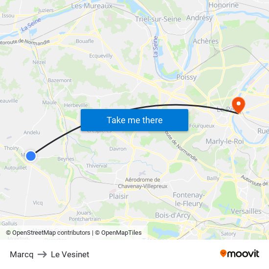 Marcq to Le Vesinet map