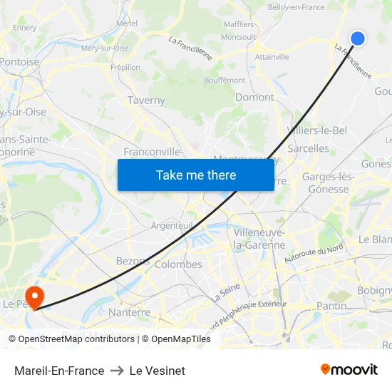Mareil-En-France to Le Vesinet map