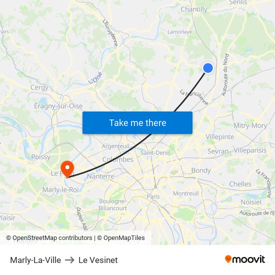 Marly-La-Ville to Le Vesinet map