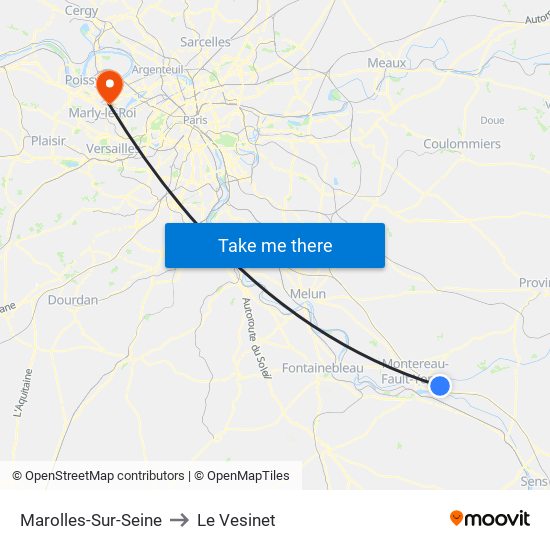 Marolles-Sur-Seine to Le Vesinet map