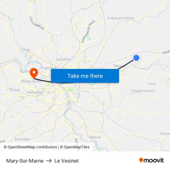Mary-Sur-Marne to Le Vesinet map