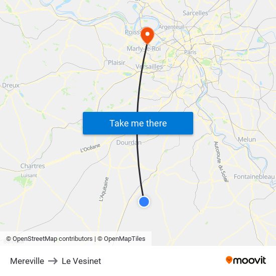 Mereville to Le Vesinet map