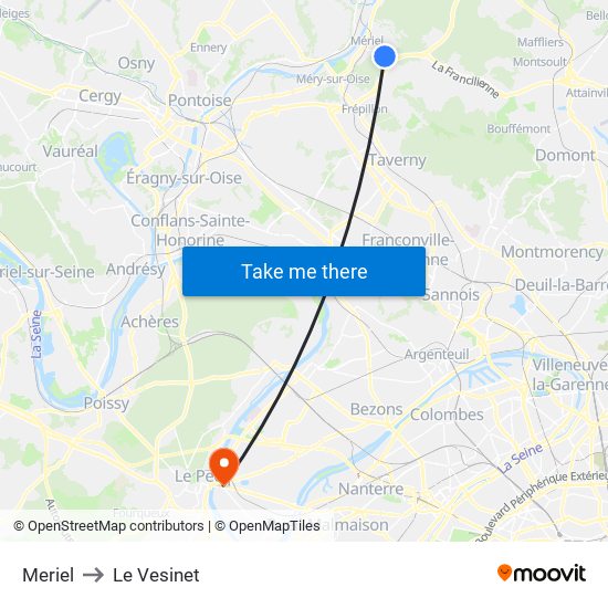Meriel to Le Vesinet map