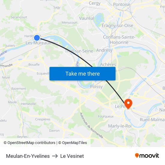 Meulan-En-Yvelines to Le Vesinet map