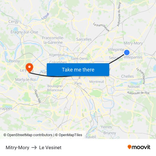 Mitry-Mory to Le Vesinet map