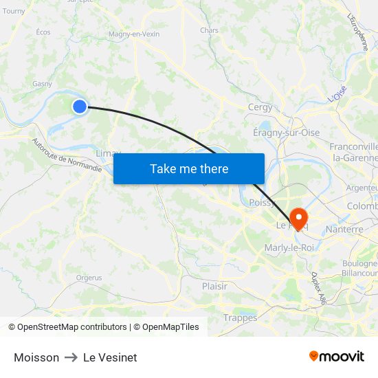Moisson to Le Vesinet map