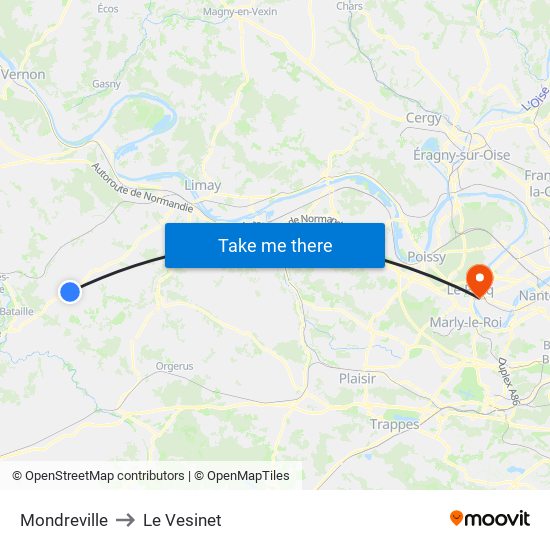 Mondreville to Le Vesinet map