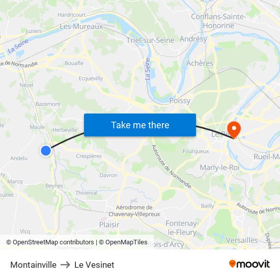 Montainville to Le Vesinet map