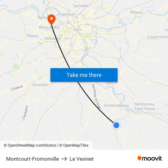 Montcourt-Fromonville to Le Vesinet map