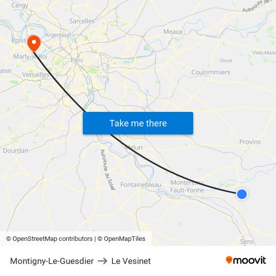 Montigny-Le-Guesdier to Le Vesinet map