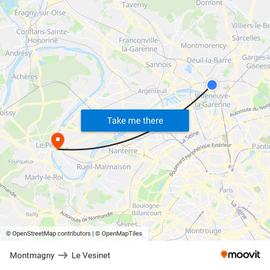 Montmagny to Le Vesinet map