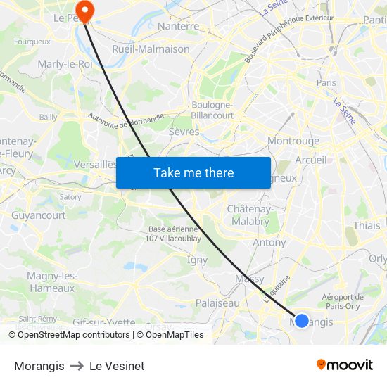 Morangis to Le Vesinet map