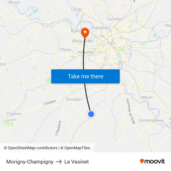 Morigny-Champigny to Le Vesinet map