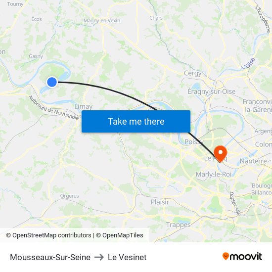 Mousseaux-Sur-Seine to Le Vesinet map