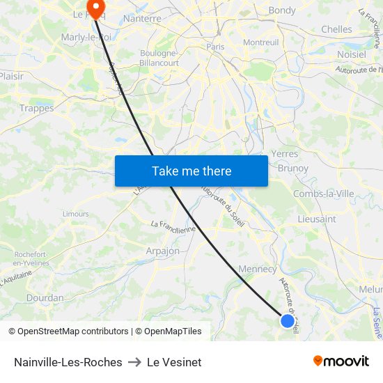 Nainville-Les-Roches to Le Vesinet map