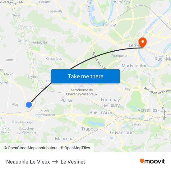 Neauphle-Le-Vieux to Le Vesinet map