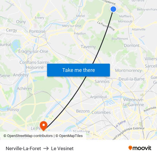 Nerville-La-Foret to Le Vesinet map