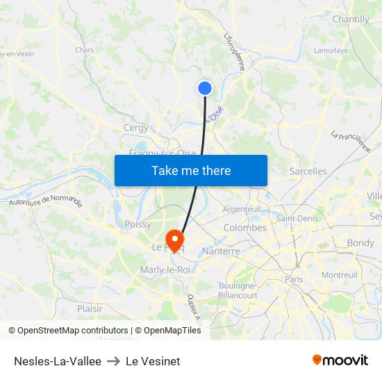 Nesles-La-Vallee to Le Vesinet map