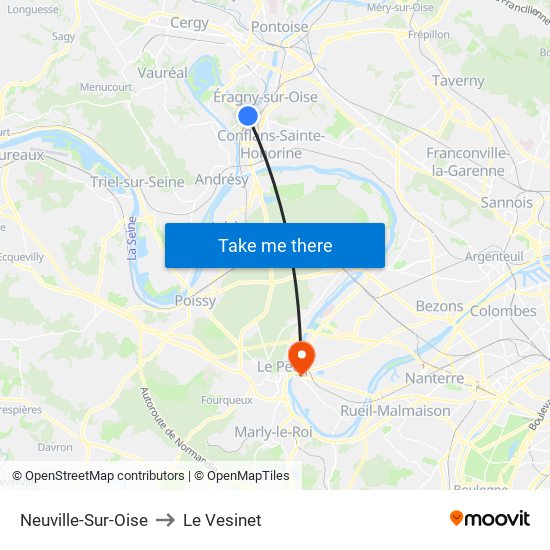 Neuville-Sur-Oise to Le Vesinet map